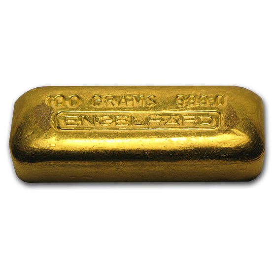 100 gram Gold Bar - Engelhard (Poured/Loaf-Style)