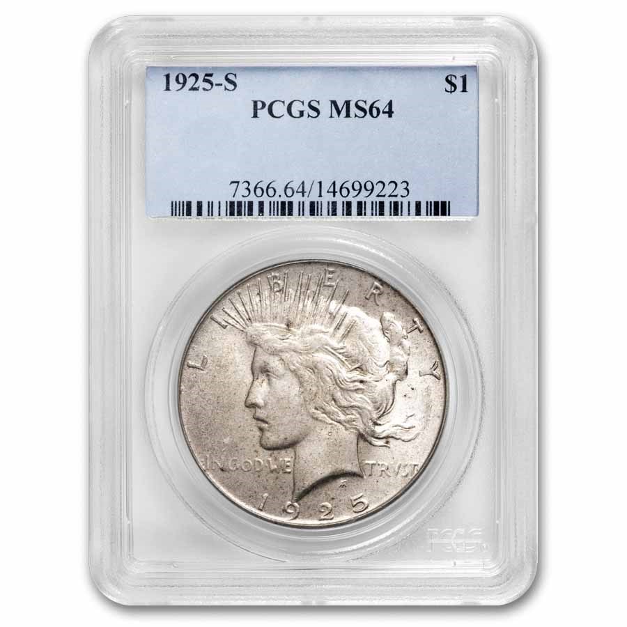 1925-S Peace Dollar MS-64 PCGS