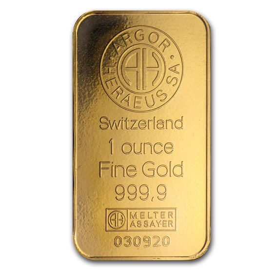 1 oz Gold Bar - Argor-Heraeus (Vintage, In Assay)