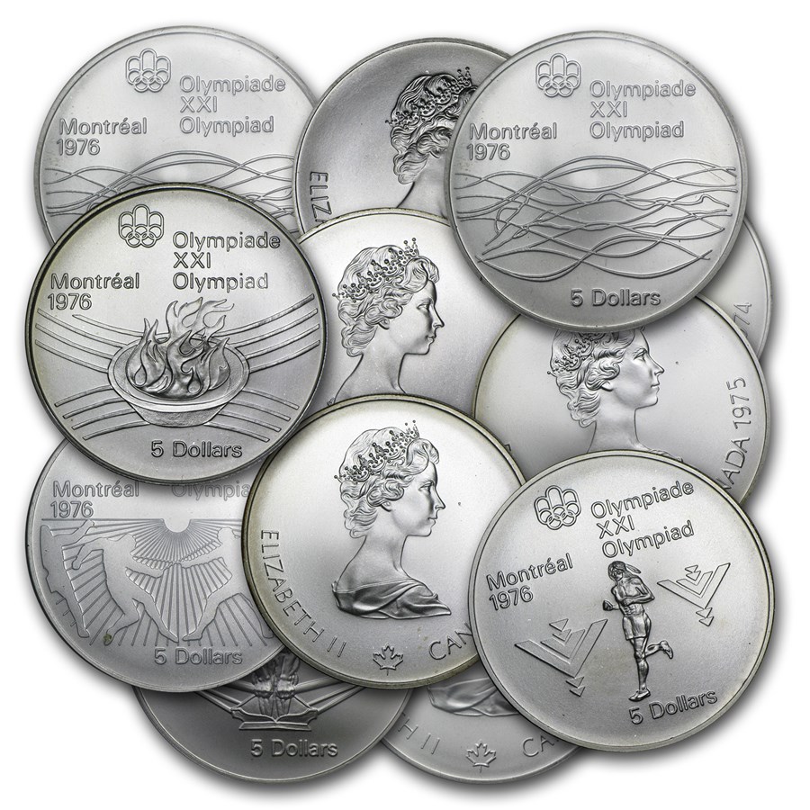 1973-1976 Canada Silver $5 Olympics BU/Proof (ASW .7227 oz)