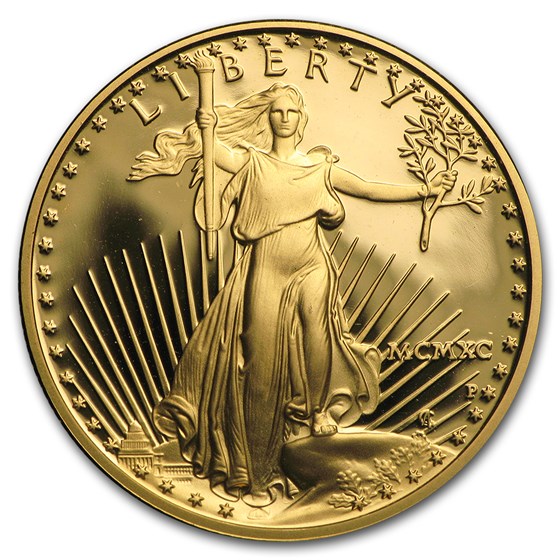 1990-P 1/2 oz Proof American Gold Eagle (w/Box &amp; COA)