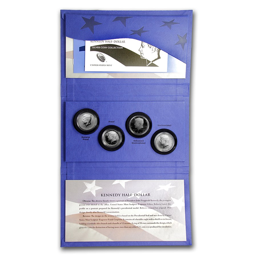 2014 4-Coin 50th Anniv Kennedy 1/2 Dollar Proof Set (w/Box & COA)