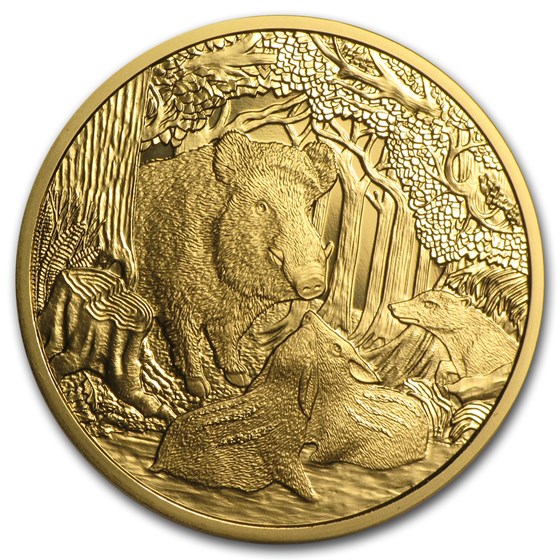 2014 Austria Proof Gold €100 Wildlife in our Sights (Wild Boar)