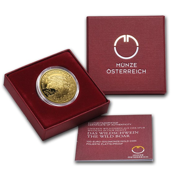 2014 Austria Proof Gold €100 Wildlife in our Sights (Wild Boar)
