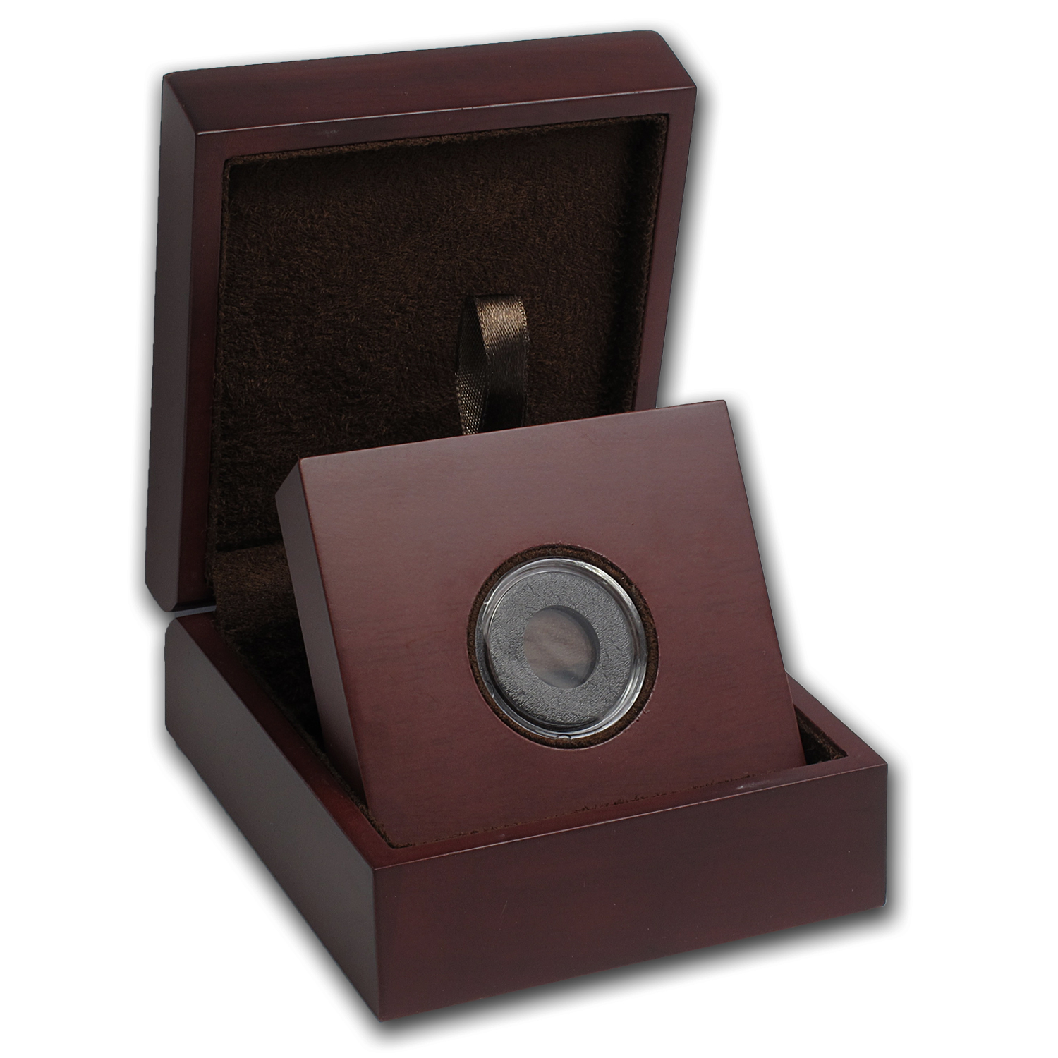 APMEX Wood Gift Box - Includes 15 mm Holder with Gasket