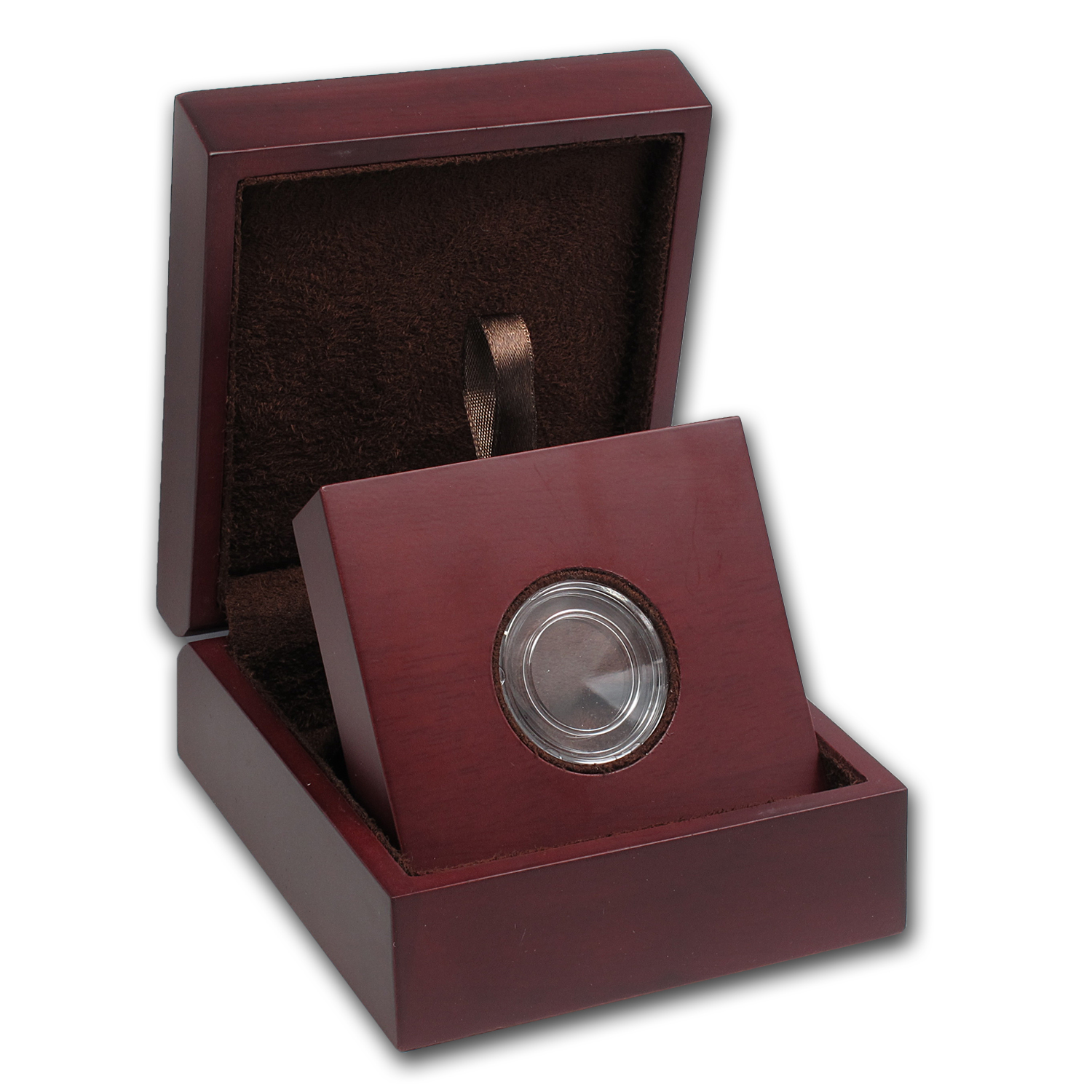 APMEX Wood Gift Box - Includes 19 mm Direct Fit Holder