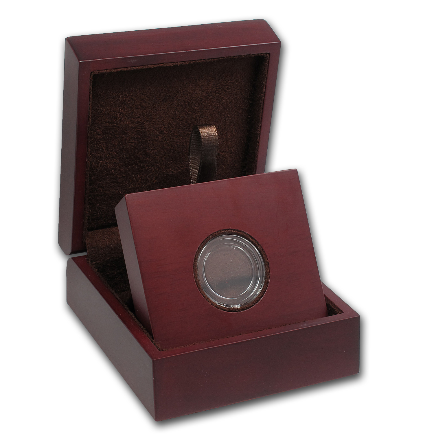 APMEX Wood Gift Box - Includes 21 mm Direct Fit Holder