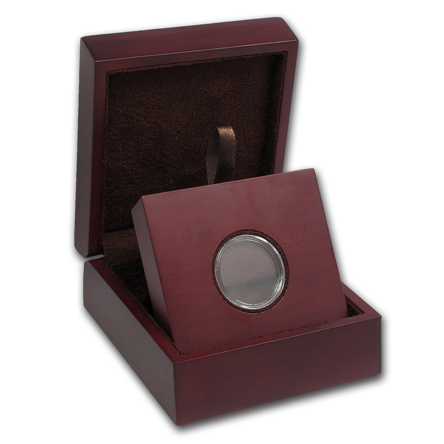 APMEX Wood Gift Box - Includes 26 mm Direct Fit Holder