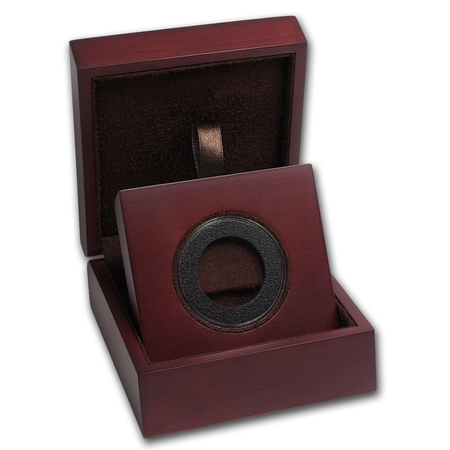 APMEX Wood Gift Box - Includes 28 mm Holder with Gasket