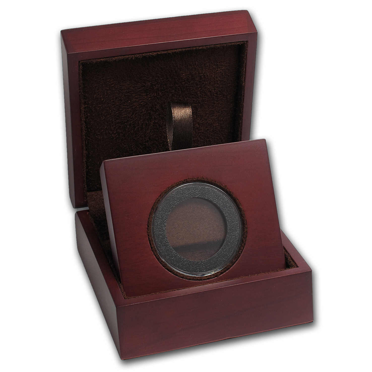 APMEX Wood Gift Box - Includes 30 mm Holder with Gasket
