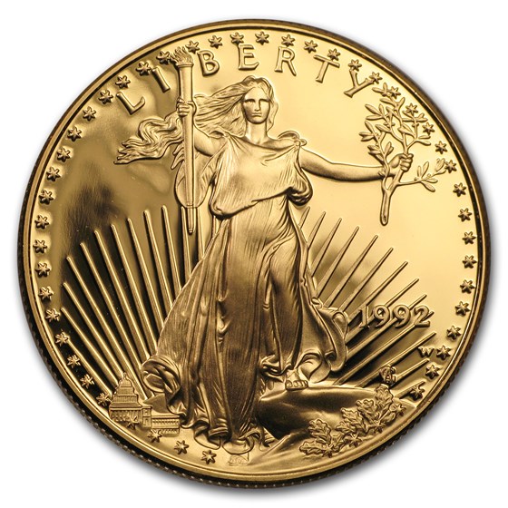 1992-W 1 oz Proof American Gold Eagle (w/Box &amp; COA)