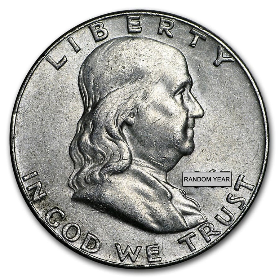 90% Silver Franklin Half-Dollars $50 Face Value Bag Avg Circ