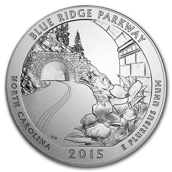 2015-P 5 oz Silver ATB Blue Ridge Parkway (w/Box &amp; COA)