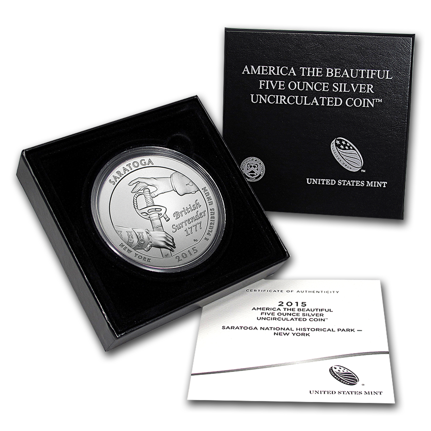 2015-P 5 oz Silver ATB Saratoga (w/Box &amp; COA)