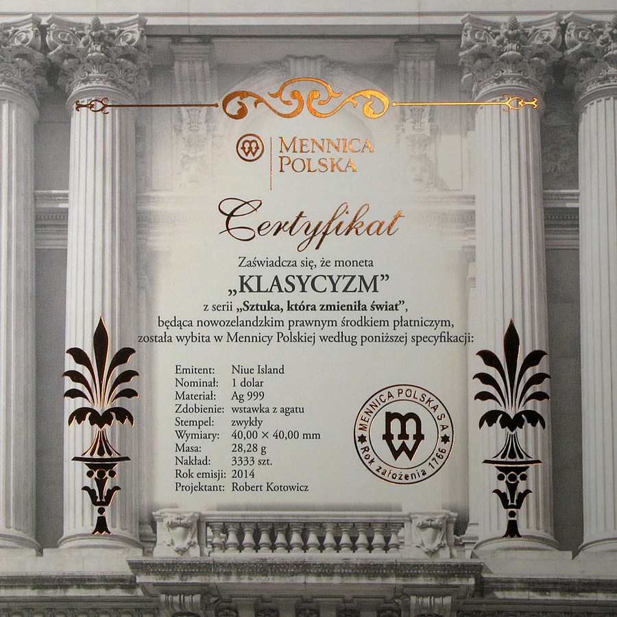 2014 Niue Antique Silver Art That Changed the World Classicism