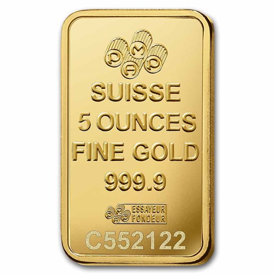 5 oz Gold Bar - PAMP Suisse Lady Fortuna Veriscan® (w/Assay)