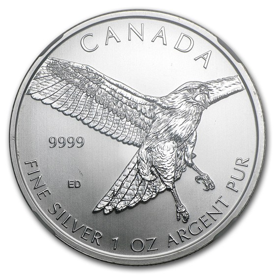 2015 RCM 1 oz Silver Birds of Prey Red Tailed Hawk MS-69 NGC (ER)