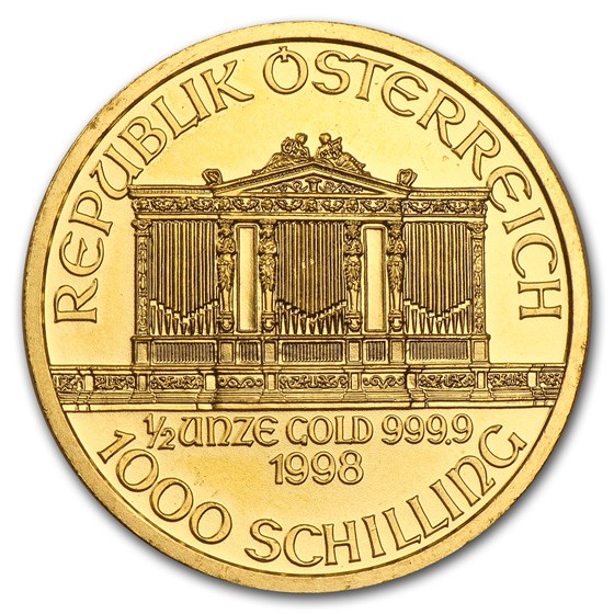 1998 Austria 1/2 oz Gold Philharmonic BU
