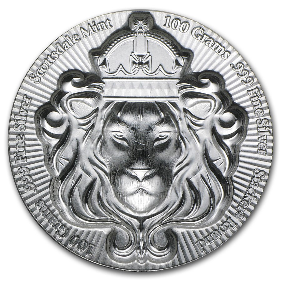 100 gram Silver Round - Scottsdale Lion Stacker®