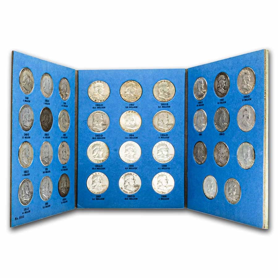 1948-1963 Franklin Half Dollar Set Avg Circ (Whitman Folder)
