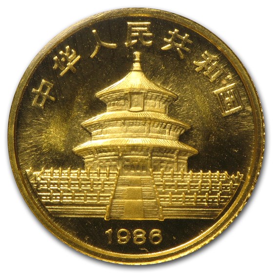 1986 China 1/10 oz Gold Panda BU (Sealed)