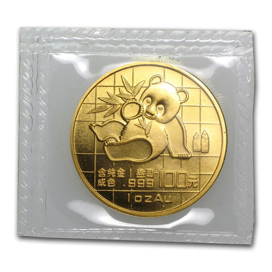 1989 China 1 oz Gold Panda Small Date BU (Sealed)