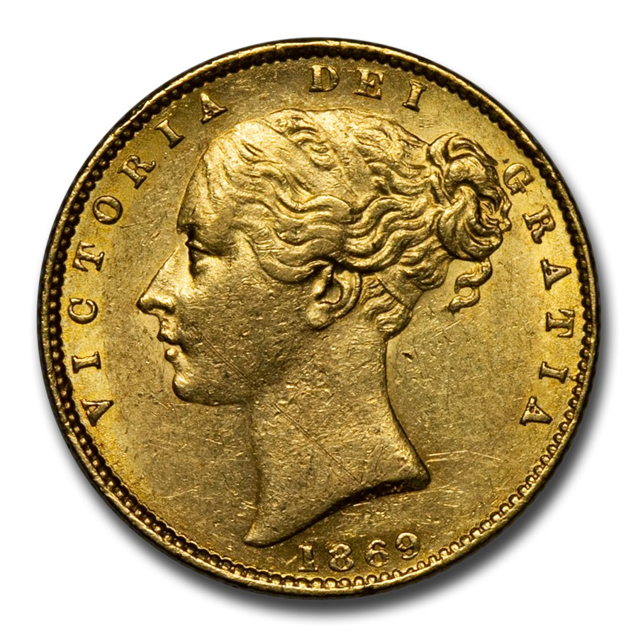 1838-1874 Great Britain Gold Sovereign Victoria Shield Reverse BU