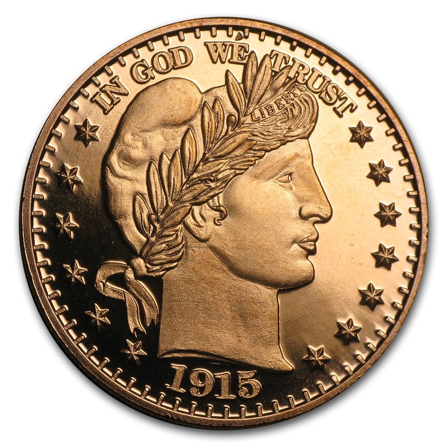 1 oz Copper Round - Barber Half Dollar