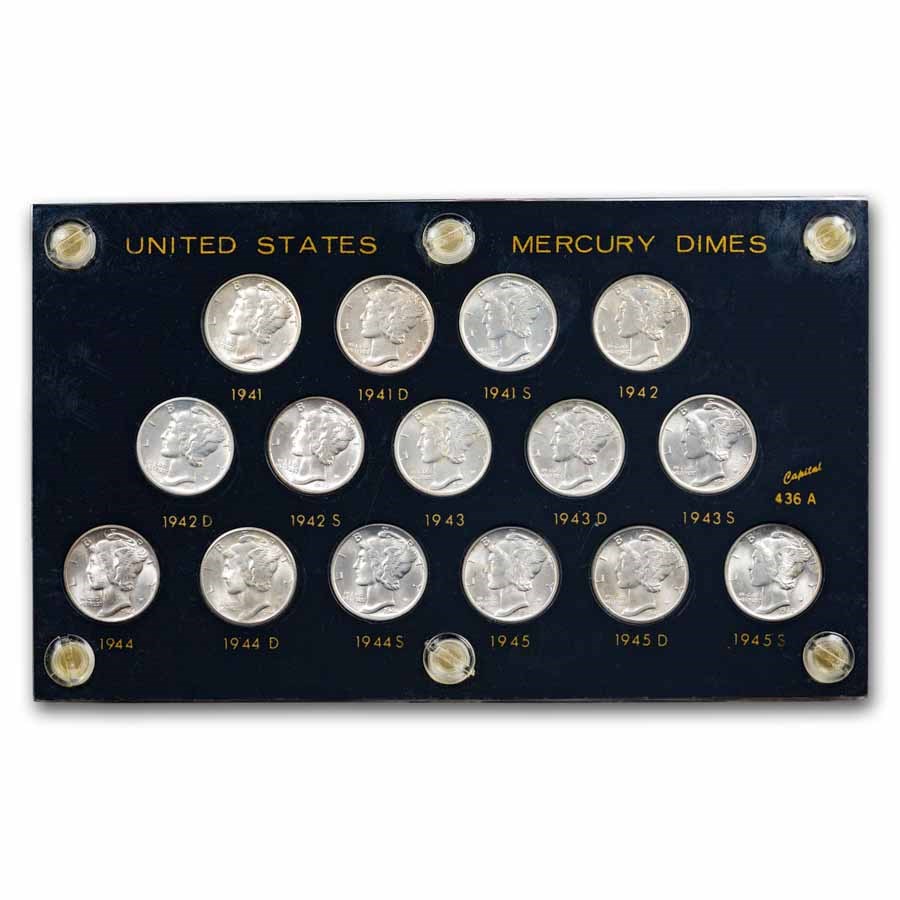 1941-1945 Mercury Dime Short Set BU (Capital Plastics Holder) 1941-1945 Mercury Dime Short Set BU (Capital Plastics Holder)