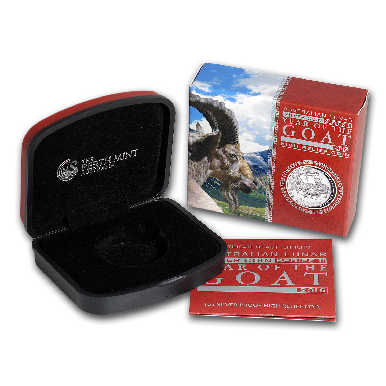OGP Box & COA for Perth Mint 2015 1 oz Silver Goat HR Proof