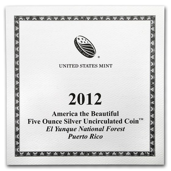 OGP Box &amp; COA - 2012 U.S. Mint 5 oz Silver ATB Coin (El Yunque)