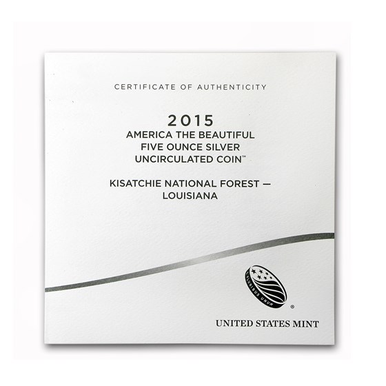 OGP Box &amp; COA - 2015 U.S. Mint 5 oz Silver ATB Coin (Kisatchie)
