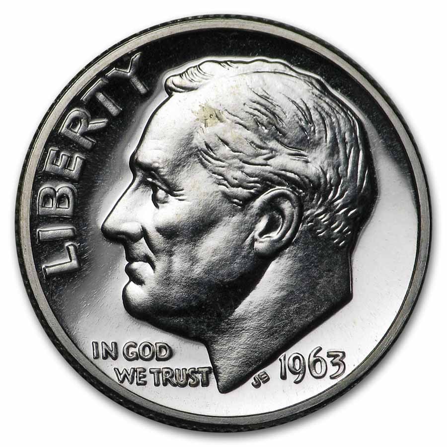1963 Roosevelt Dime 50-Coin Roll BU