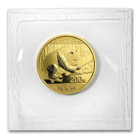 2016 China 15 gram Gold Panda BU (Sealed)