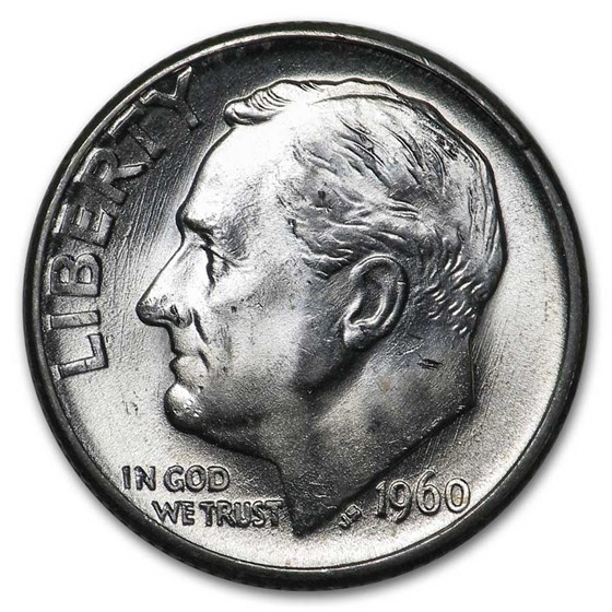 1960-D Roosevelt Dime 50-Coin Roll BU