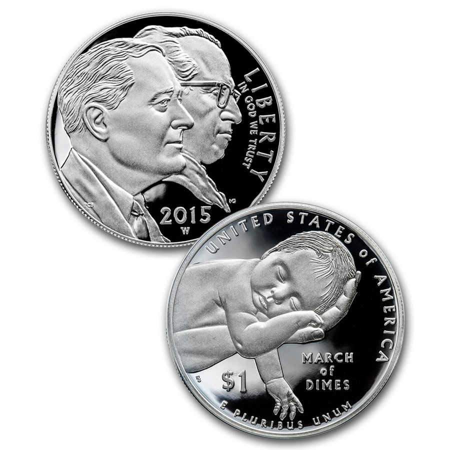 2015 3-Coin U.S. March of Dimes Silver Commem Proof Set (Box/COA)