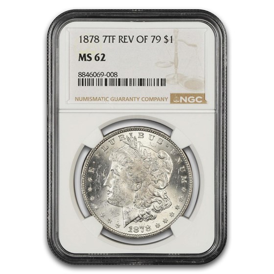 1878 Morgan Dollar 7 TF Rev of 79 MS-62 NGC 1878 Morgan Dollar 7 TF Rev of 79 MS-62 NGC
