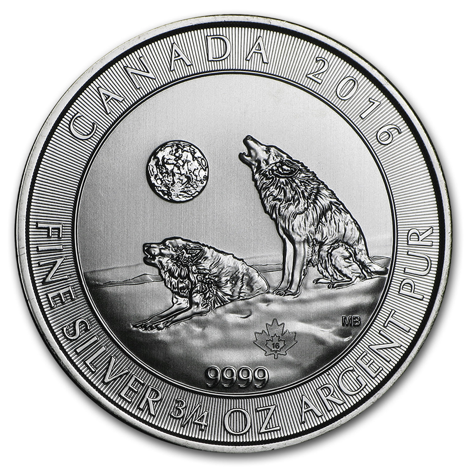 2016 Canada 3/4 oz Silver Howling Wolves BU