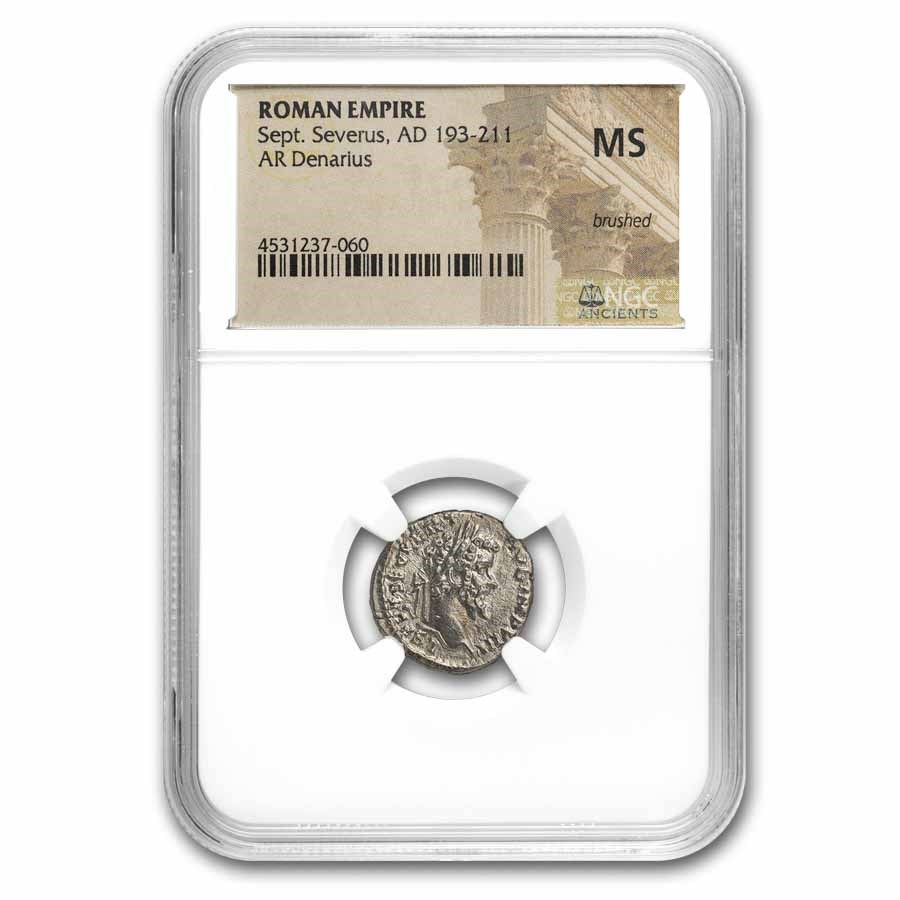 Roman Silver Denarius Septimius Severus MS NGC (193-211 AD)