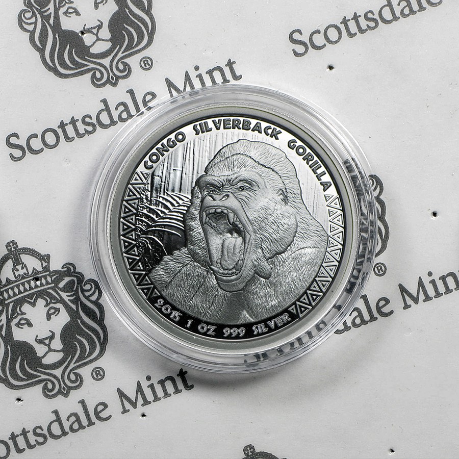 2015 Republic of Congo 1 oz Silver Silverback Gorilla (Prooflike)