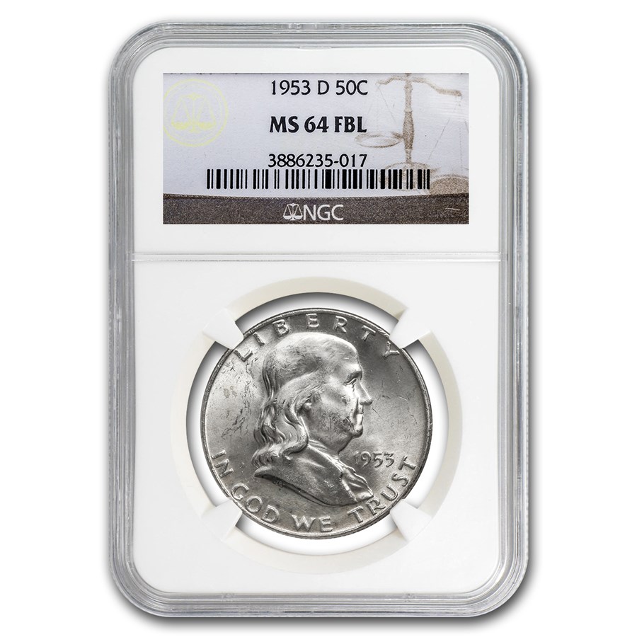1953-D Franklin Half Dollar MS-64 NGC (FBL)