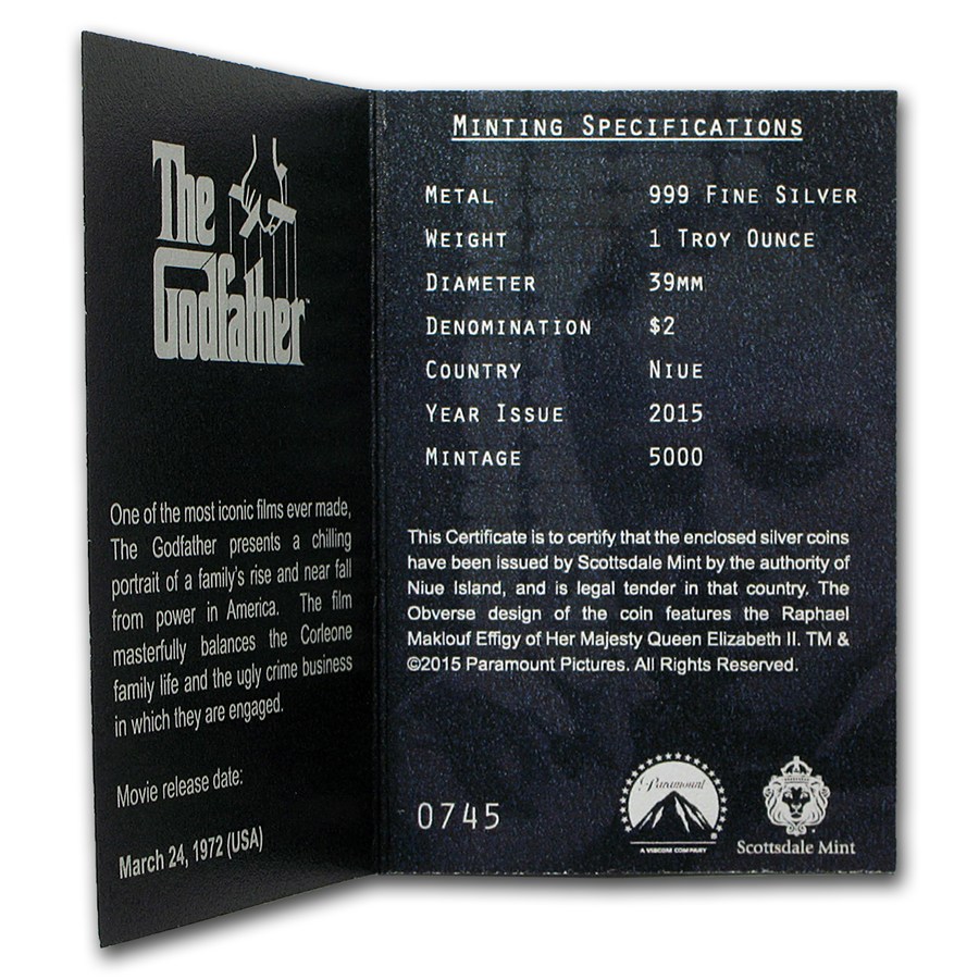2015 Niue $2 Silver The Godfather 2-Coin Proof Set