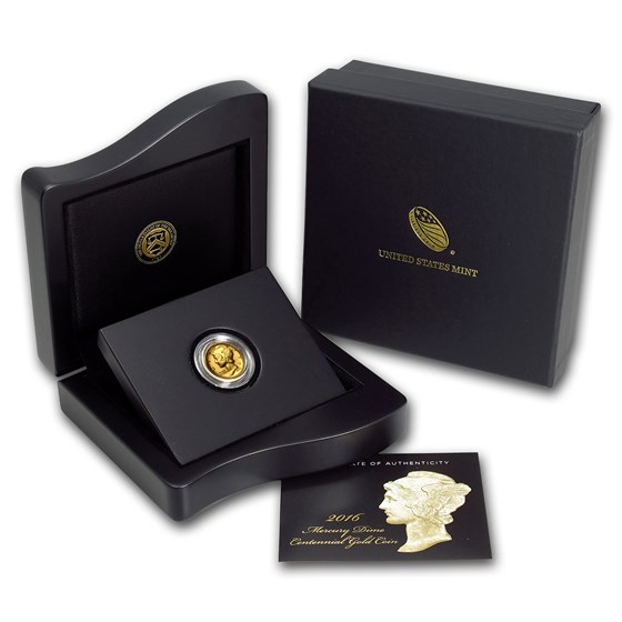 2016-W 1/10 oz Gold Mercury Dime Centennial (w/OGP)