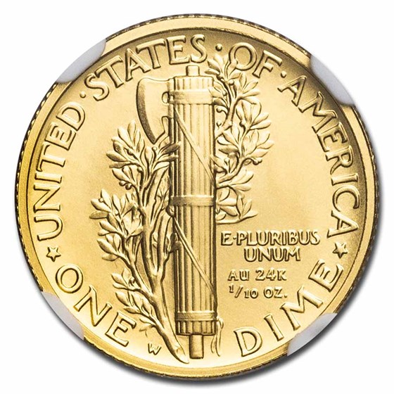 2016-W 1/10 oz Gold Mercury Dime SP-70 NGC (ER)