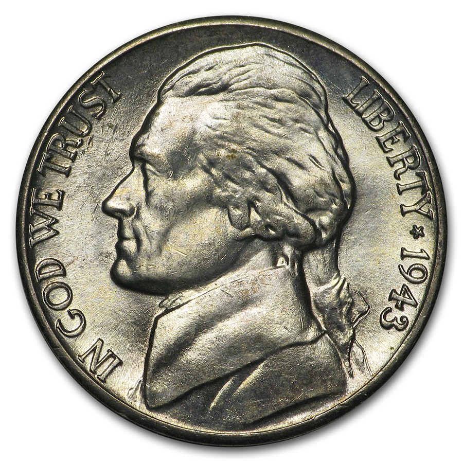 1943-D 35% Silver Wartime Jefferson Nickel Roll BU