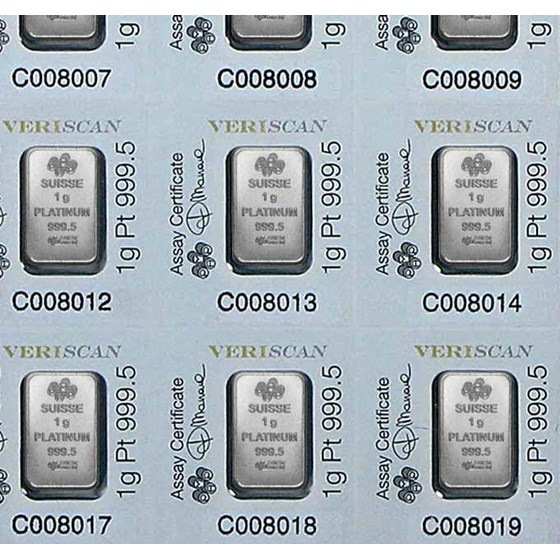 25x1 gram Platinum Bar - PAMP Suisse Multigram+25 (In Assay)