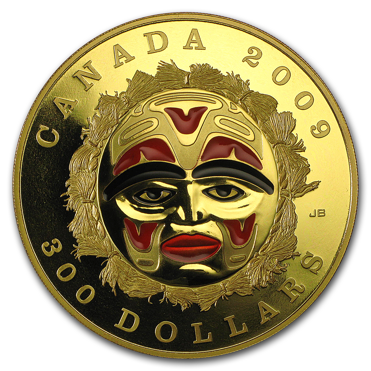 2009 Canada Proof Gold $300 Summer Moon Mask (Scratched)