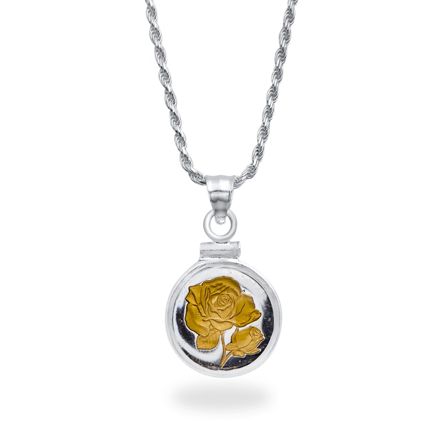 Sterling Silver Gilded Rose Necklace