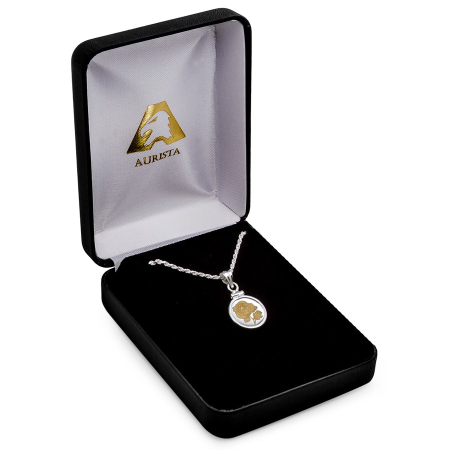 Sterling Silver Gilded Rose Necklace