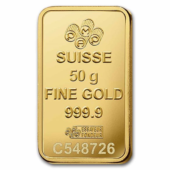 50 gram Gold Bar - PAMP Suisse Lady Fortuna Veriscan (In Assay)